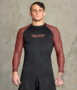 standard brown long sleeve mens no-gi jiu jitsu rashguard