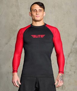 standard Red long sleeve mens no-gi jiu jitsu rashguard