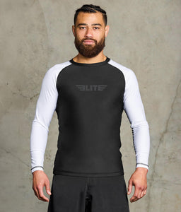 standard white long sleeve mens no-gi jiu jitsu rashguard