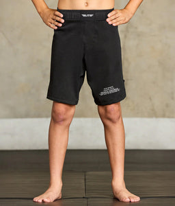 elite sports black jack series black kids bjj shorts