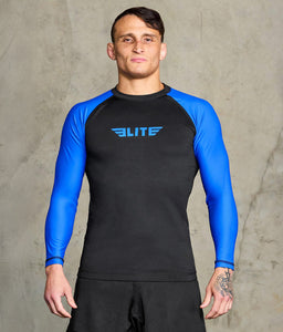 standard blue long sleeve mens no-gi jiu jitsu rashguard