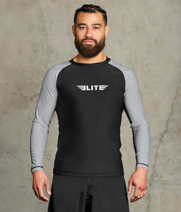 standard grey long sleeve mens no-gi jiu jitsu rashguard