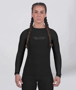 standard black long sleeve womens no-gi bjj rash guard