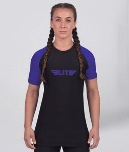 standard purple short sleeve womens no-gi bjj rash guard