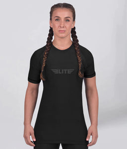 standard black short sleeve womens no-gi bjj rash guard