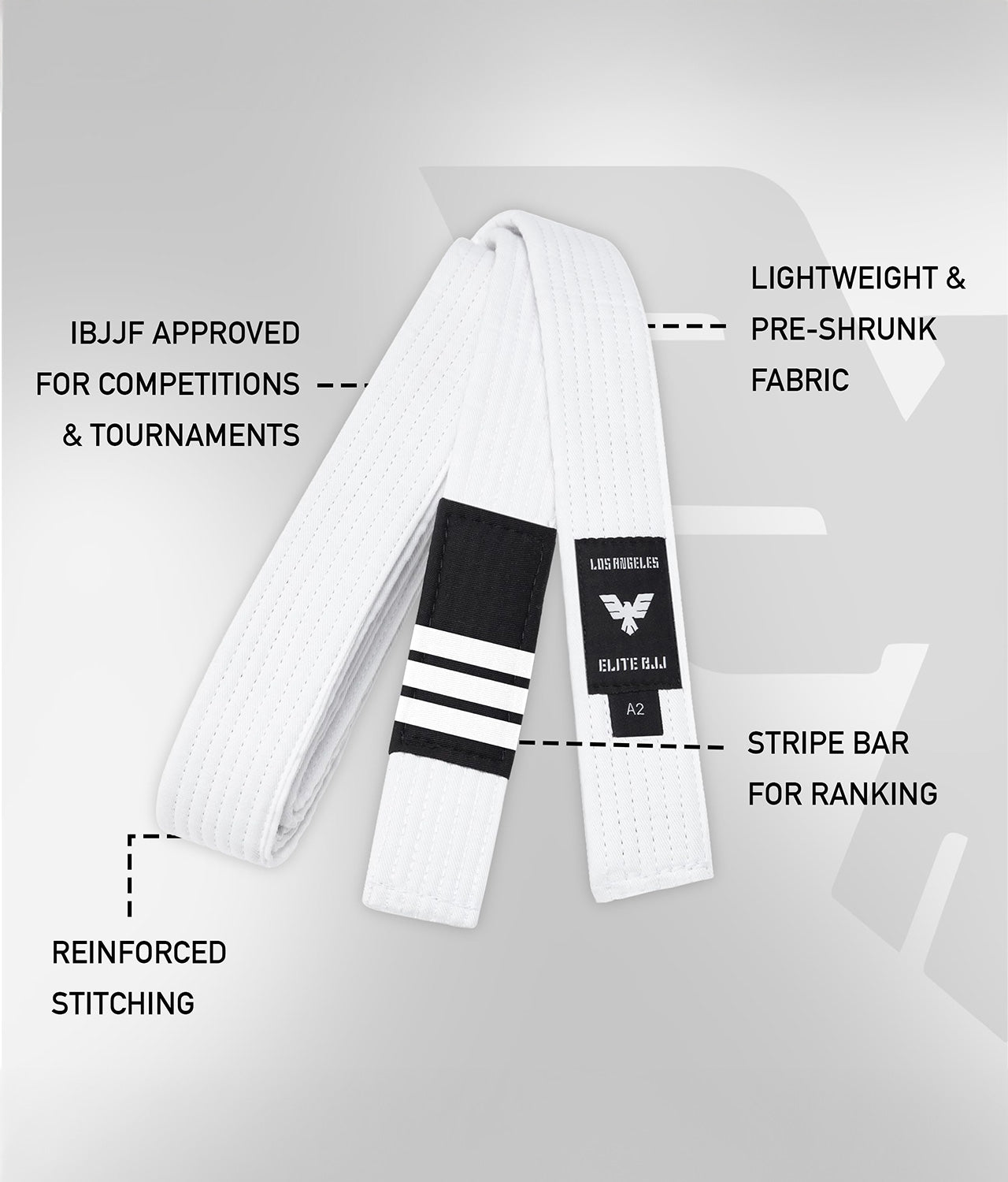 elite sports lightweight and preshrunk adults white bjj belt