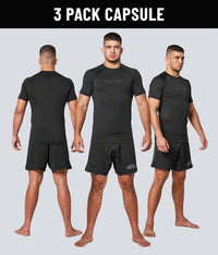 standard black short sleeve mens no-gi bjj rash guard