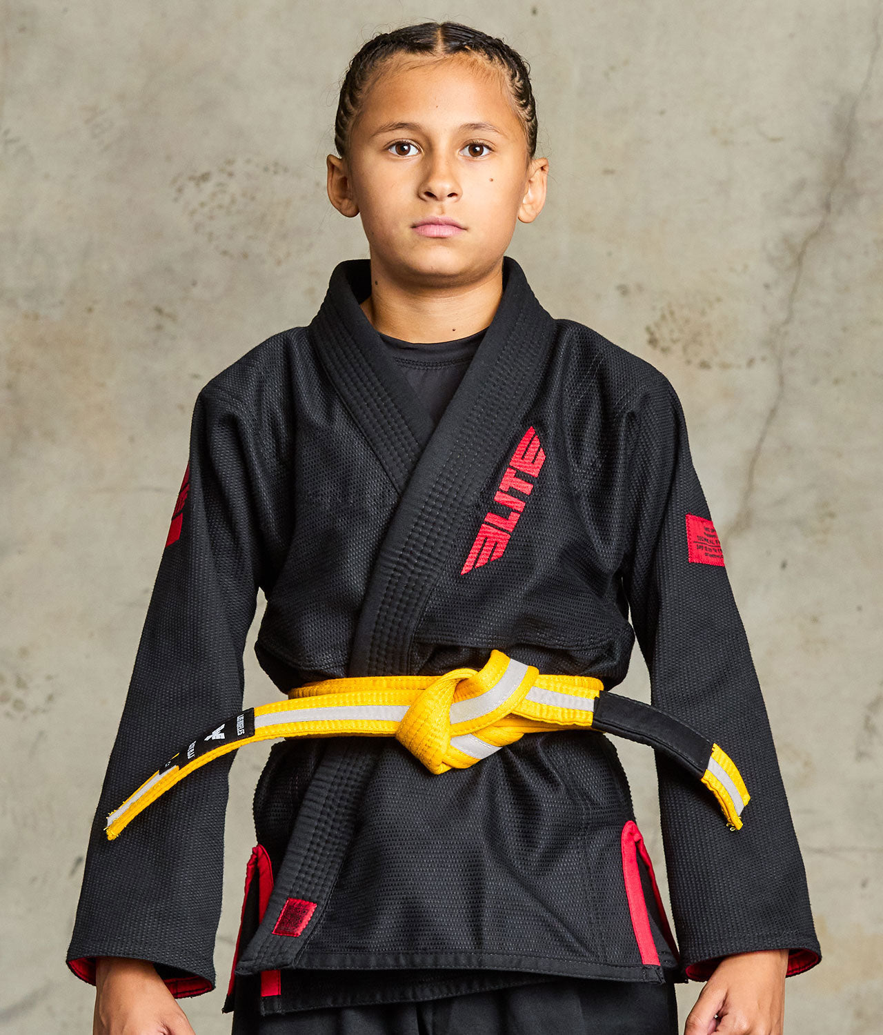 elite sports Brazilian jiu jitsu kids yellow/white bjj belt