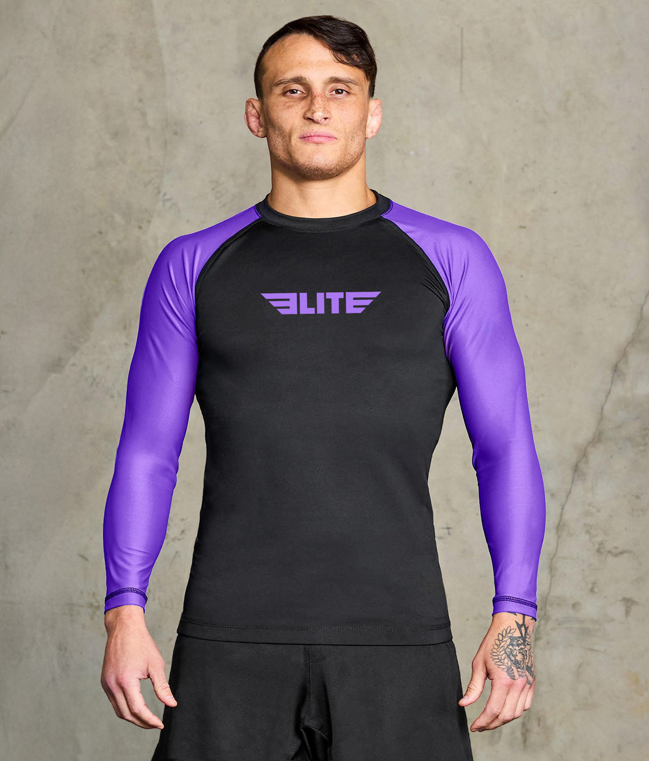 standard purple long sleeve mens no-gi jiu jitsu rashguard