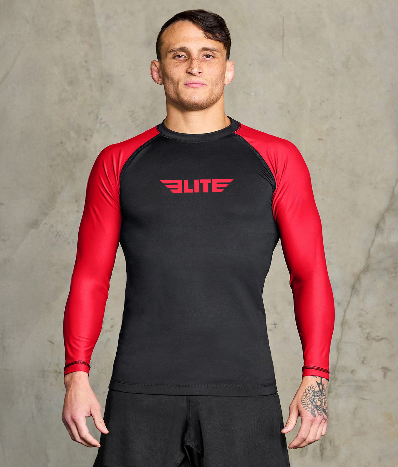 standard Red long sleeve mens no-gi jiu jitsu rashguard