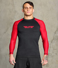 standard Red long sleeve mens no-gi jiu jitsu rashguard