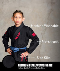 Kids' Core Black Brazilian Jiu Jitsu BJJ Gi