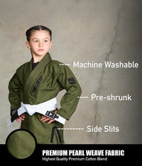 elite sports core green kids bjj wholesale kimono fabric