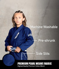 elite sports core navy-blue kids bjj wholesale kimono fabric