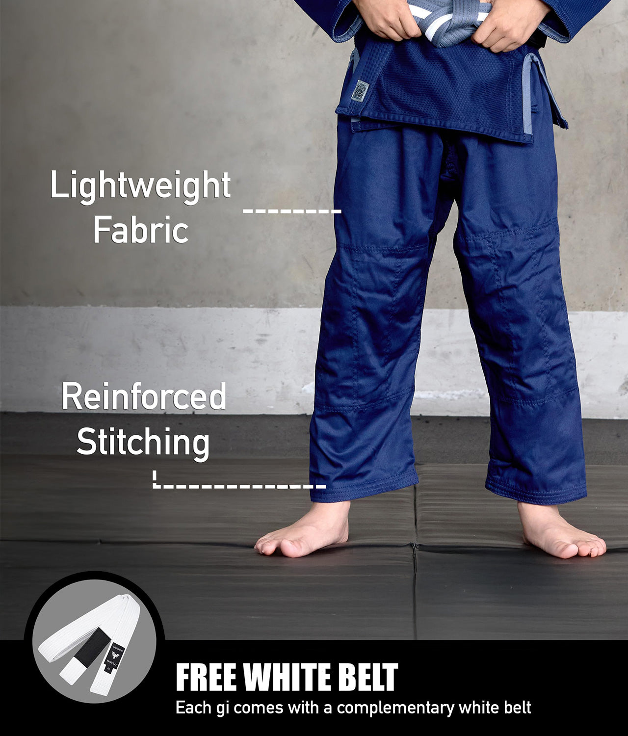 elite sports core navy-blue youth bjj wholesale gi with free white belt