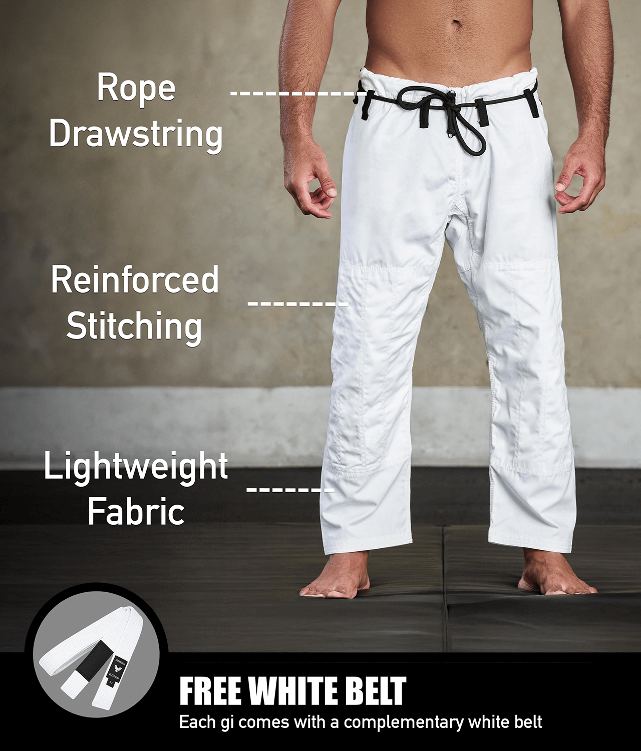 elite core essential mens jiu jitsu gi with free white belt