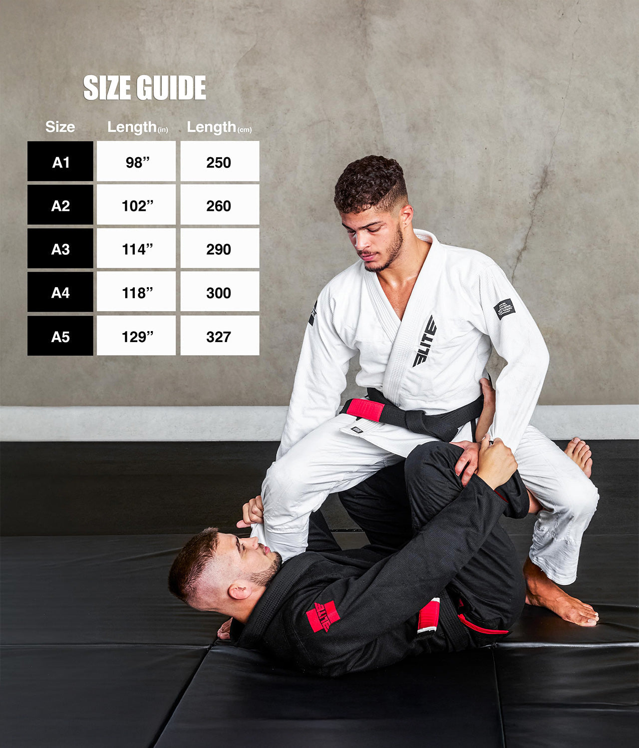 elite sports adults Brazilian jiu jitsu black bjj belt size guide