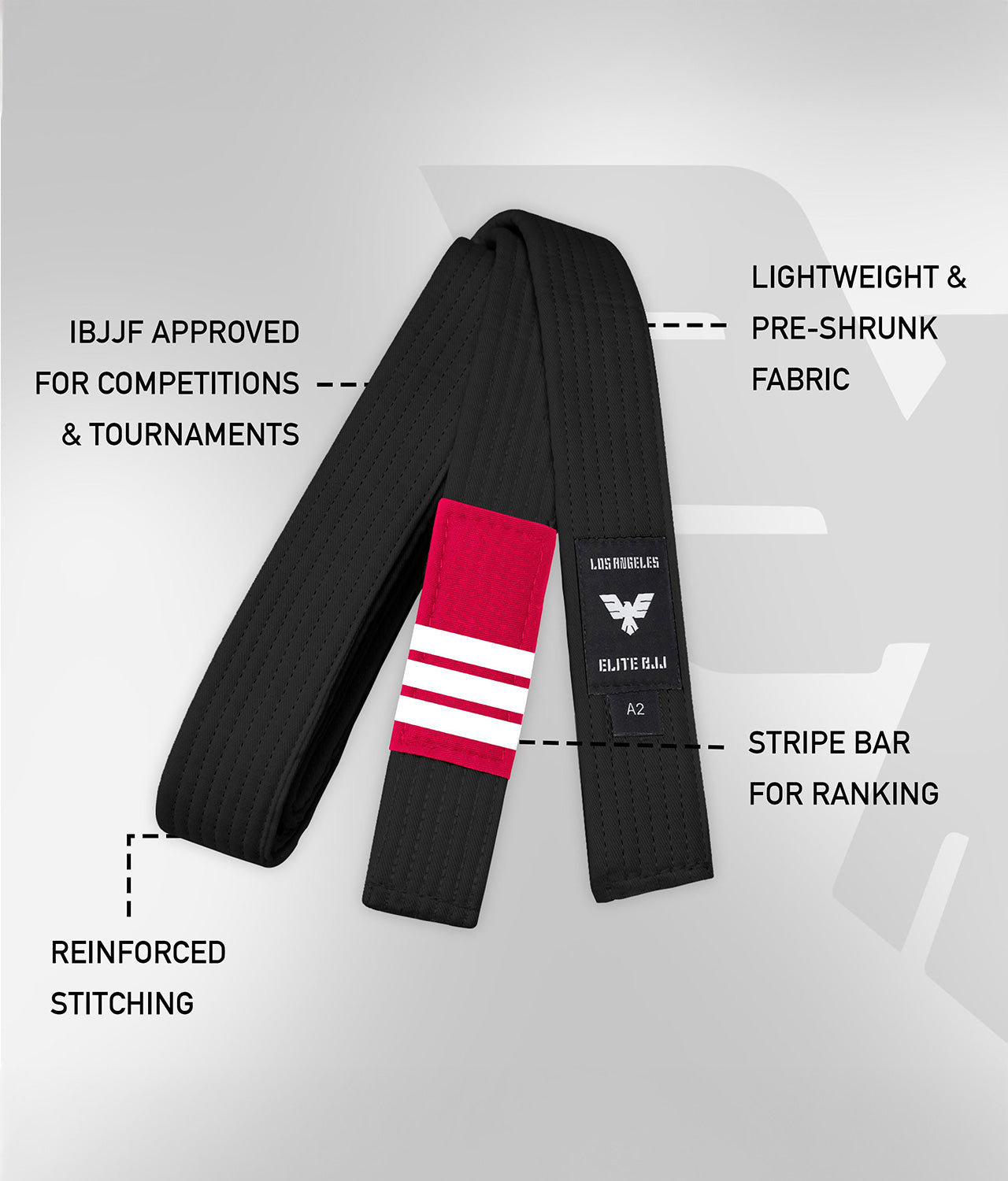 elite sports lightweight and preshrunk adults black bjj belt