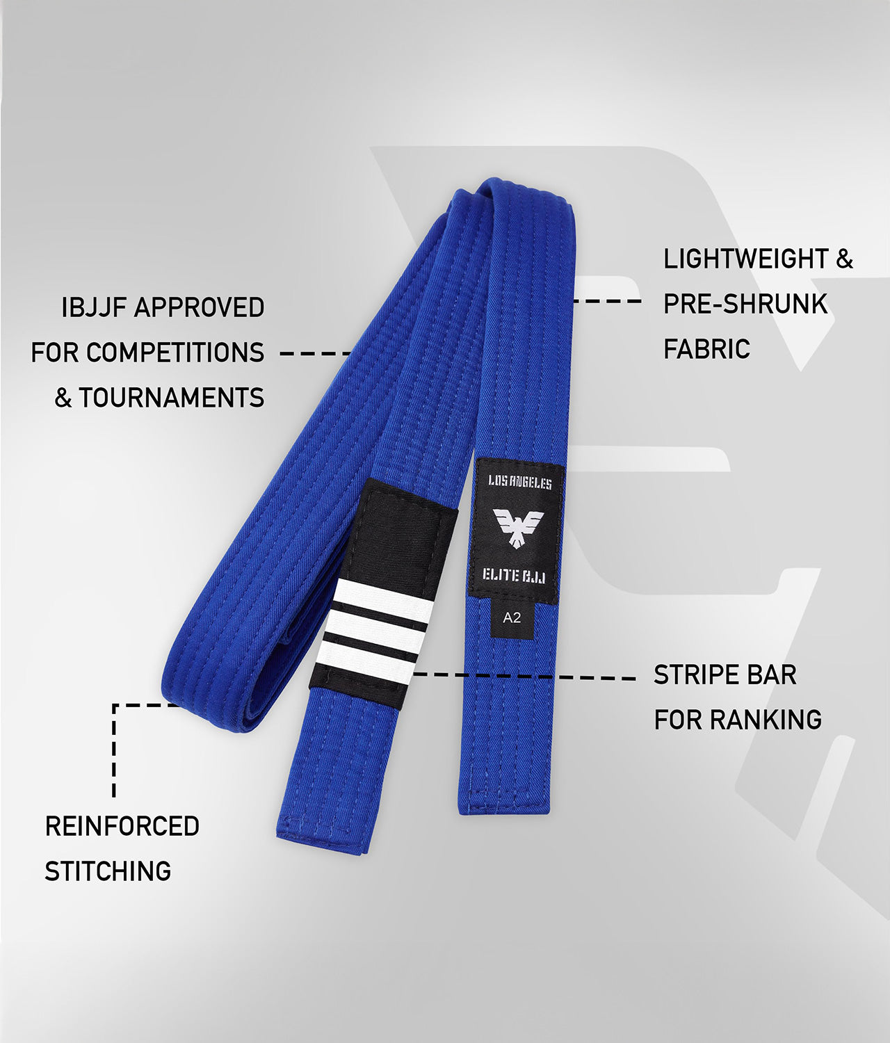 elite sports lightweight and preshrunk adults blue bjj belt