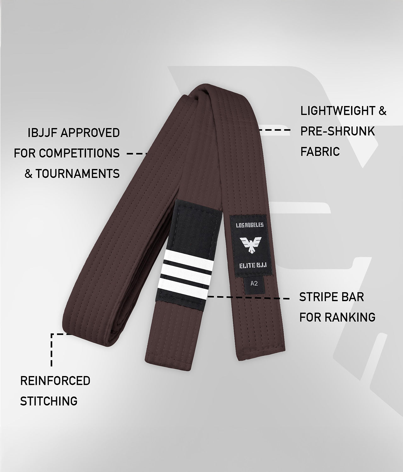 elite sports lightweight and preshrunk adults brown bjj belt
