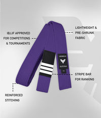elite sports lightweight and preshrunk adults purple bjj belt