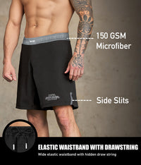 elite sports black jack series gray Brazilian jiu jitsu shorts with elastic waistband