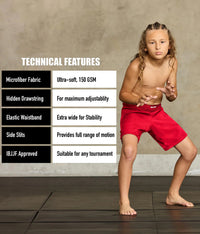 Black Jack Red No-Gi Kids BJJ Shorts