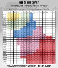 elite sports core pink womens bjj wholesale gi size guide