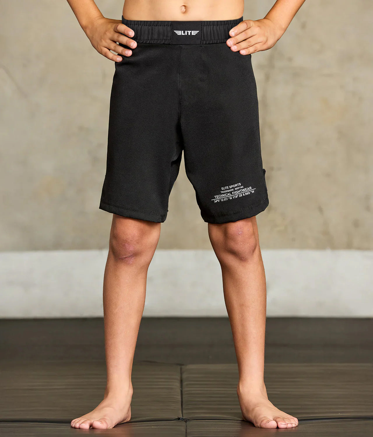 elite sports black jack series black kids bjj shorts