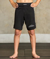 elite sports black jack series black kids bjj shorts