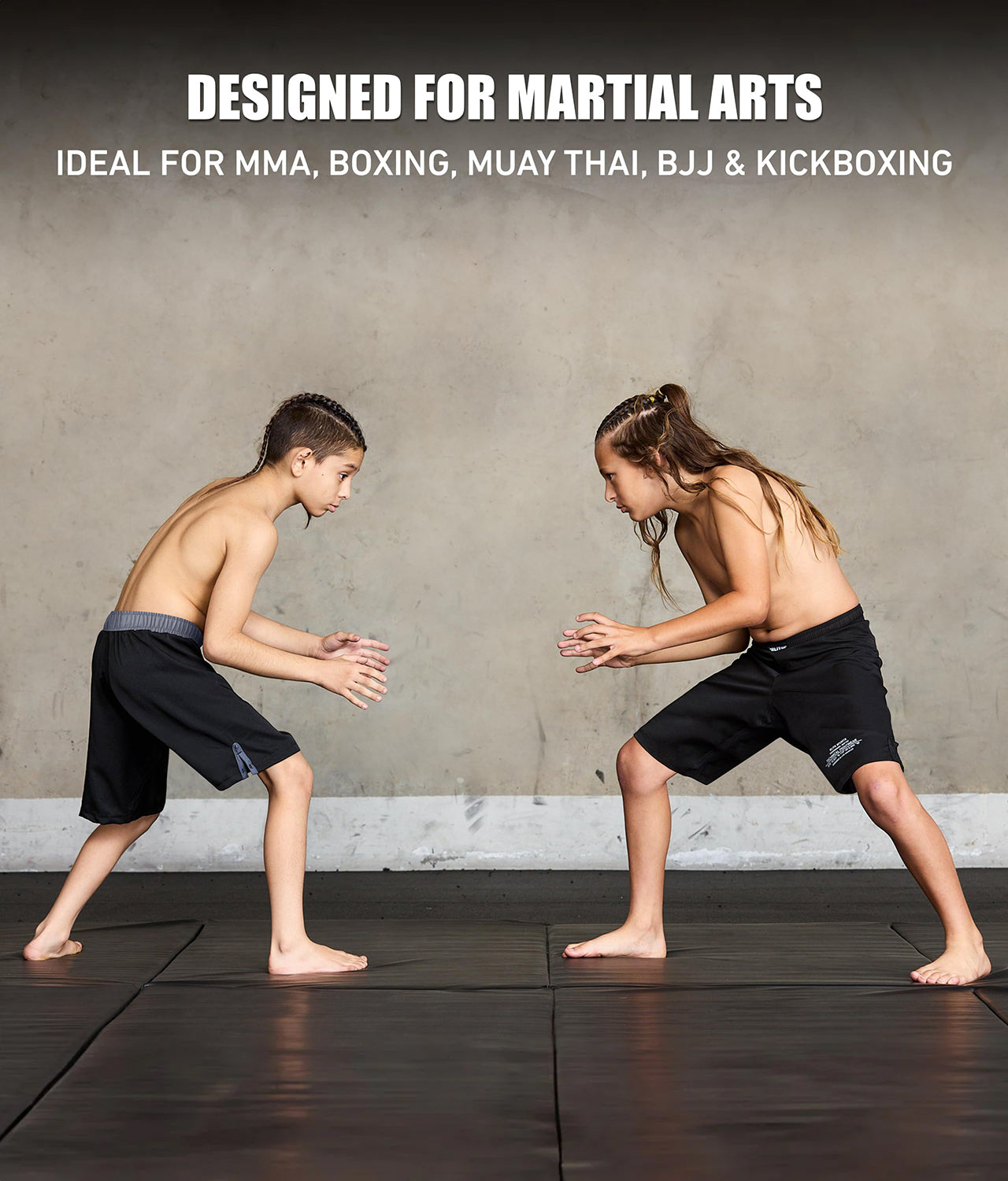 elite sports black jack series black youth all martial arts shorts
