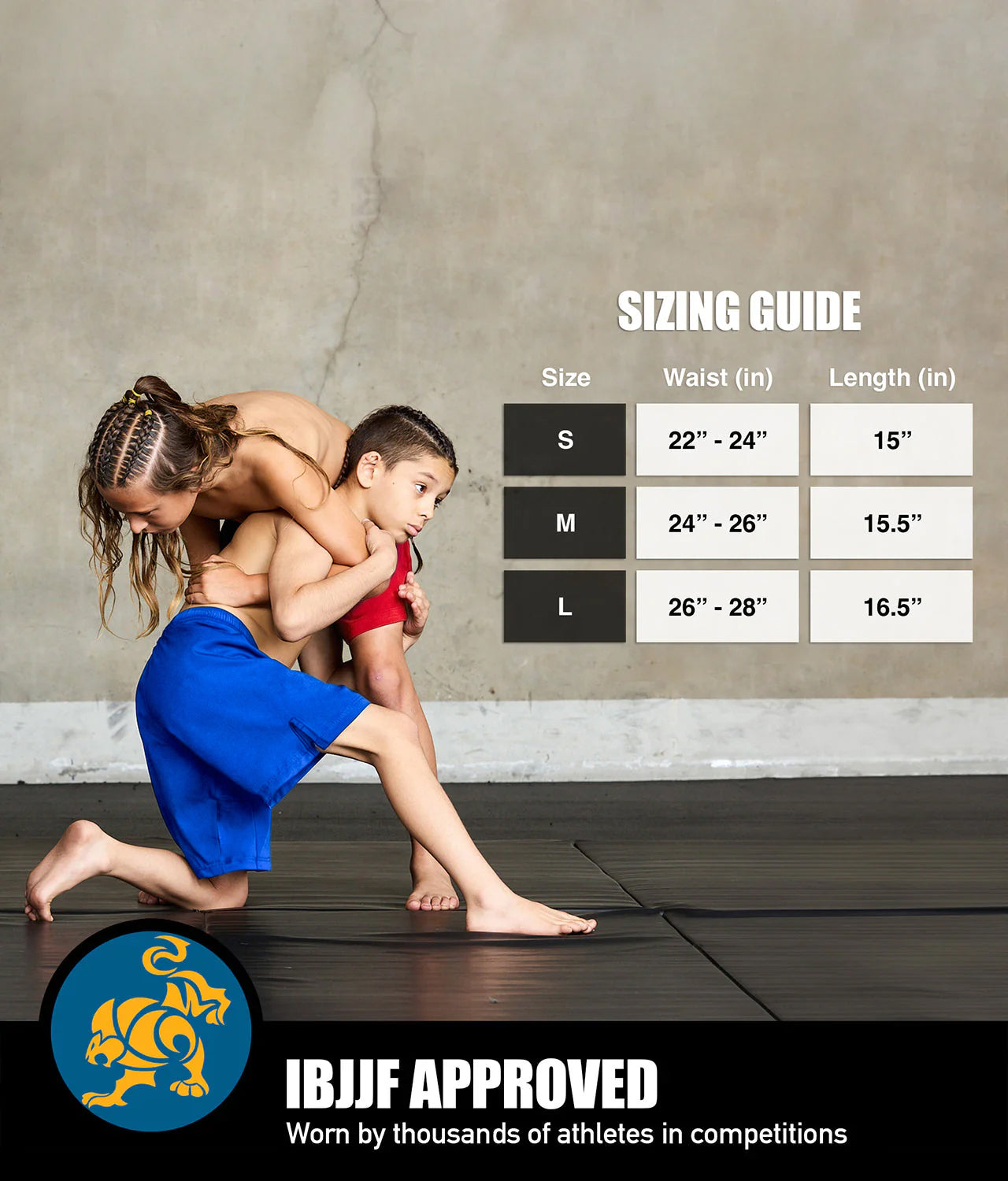 Black Jack Blue No-Gi Kids BJJ Shorts
