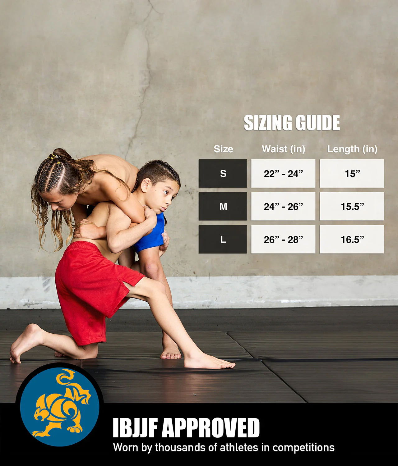 Black Jack Red No-Gi Kids BJJ Shorts