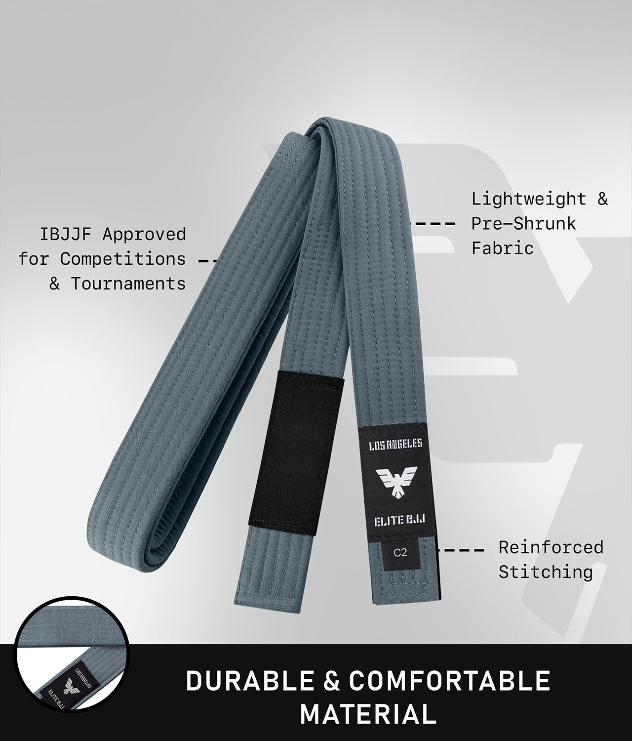 elite sports lightweight and preshrunk kids gray bjj belt