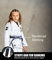 elite sports kids gray/black bjj belt with stripe bar for ranking