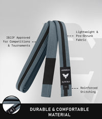 elite sports lightweight and preshrunk kids gray/black bjj belt
