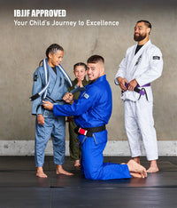elite sports kids ibjjf approved gray/black bjj belt