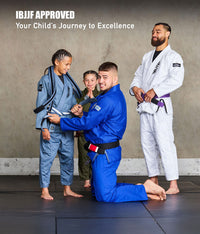 elite sports kids ibjjf approved gray/white bjj belt