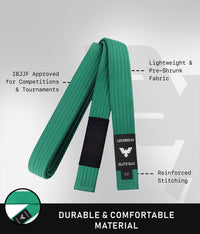elite sports lightweight and preshrunk kids green bjj belt