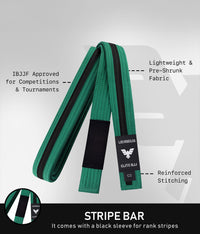 elite sports lightweight and preshrunk kids green/black bjj belt