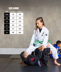 elite sports kids Brazilian jiu jitsu green/white bjj belt size guide