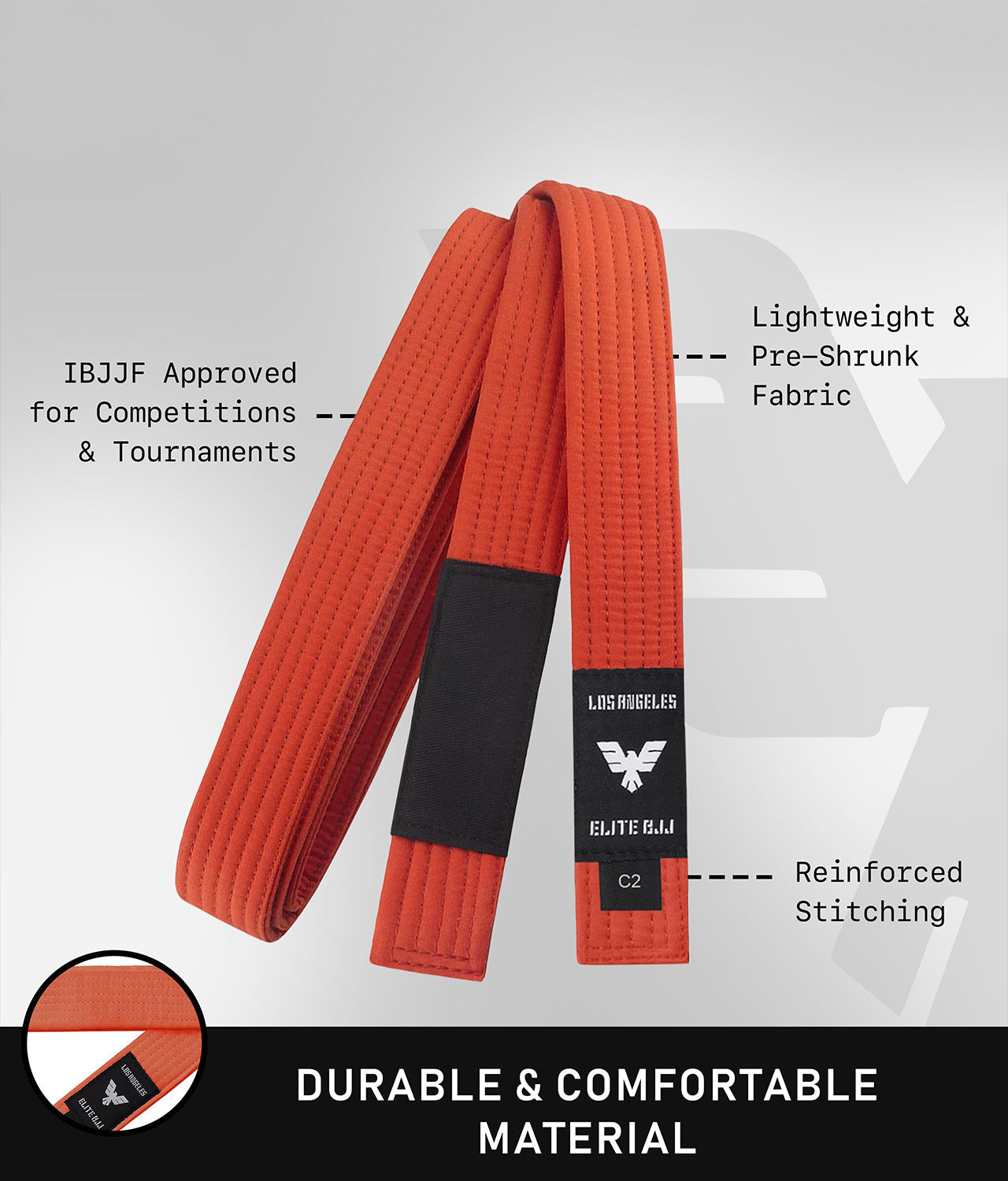 elite sports lightweight and preshrunk kids orange bjj belt