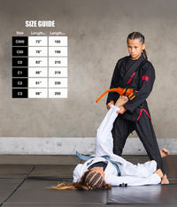 elite sports kids Brazilian jiu jitsu orange/black bjj belt size guide