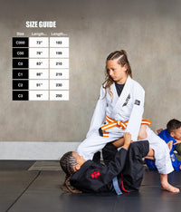 elite sports kids Brazilian jiu jitsu orange/white bjj belt size guide