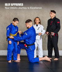 elite sports kids ibjjf approved yellow/black bjj belt