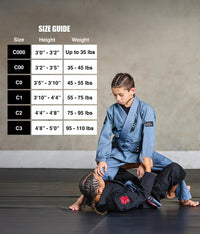 elite sports core gray girls bjj wholesale gi size guide