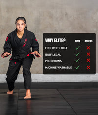 elite sports core black females bjj wholesale uniform technical features