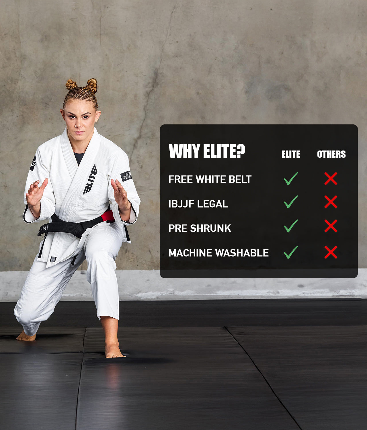 elite sports core white females bjj wholesale uniform technical features