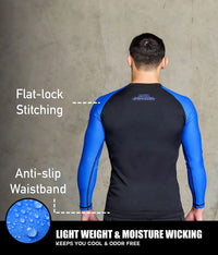 Standard Blue Long Sleeve No-Gi Mens BJJ Rash Guard
