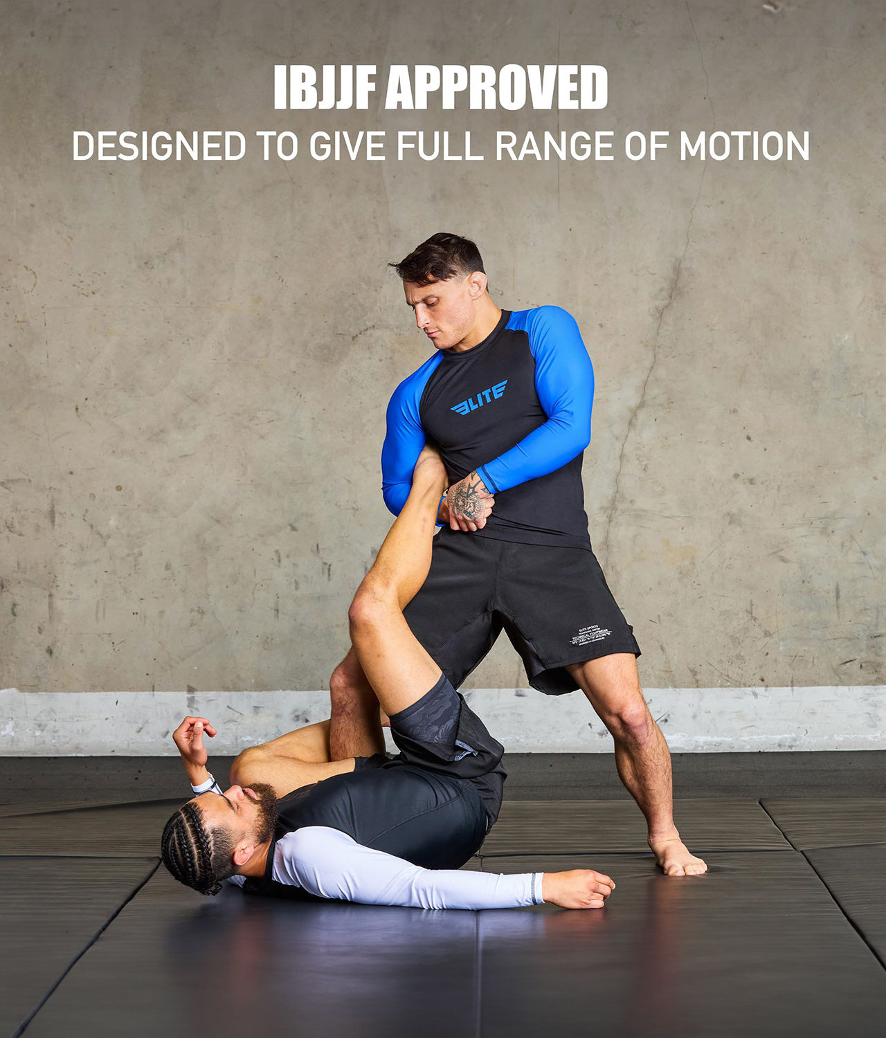 standard blue long sleeve mens ijiu jitsuf approved jiu jitsu rash guard